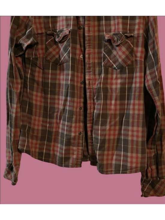 TNA Tops - 4/$67 Deal! TNA Plaid Button-Down Shirt in Olive Green and Orange